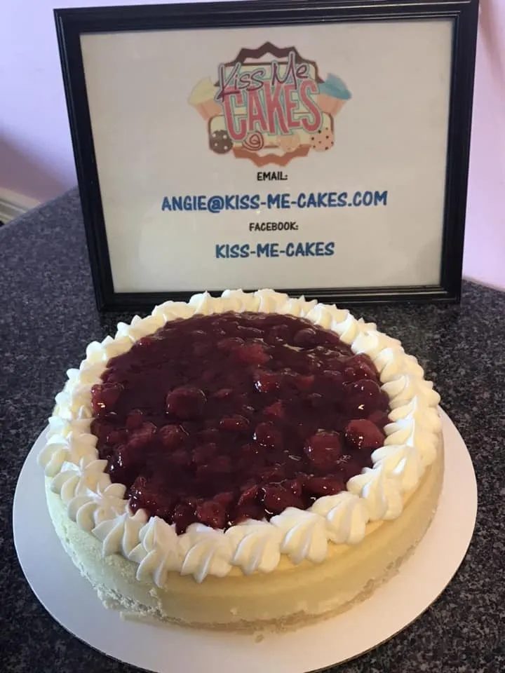 Cherry-topped cheesecake from Kiss Me Cakes bakery